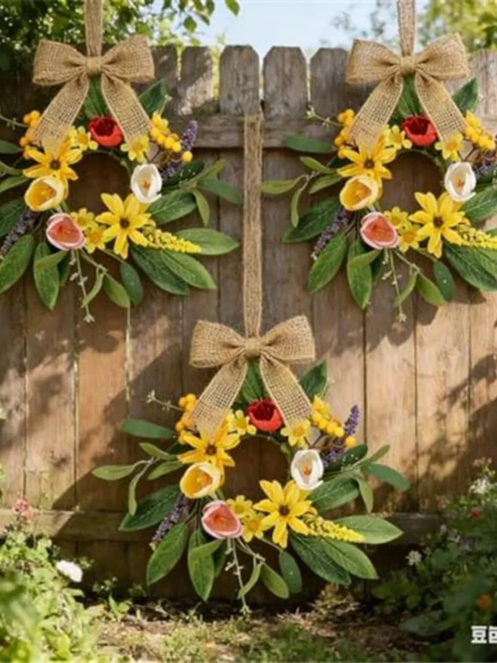 6 Pcs 9'' Mini Spring Wreaths for Kitchen Cabinets Decor Small Tulip Floral